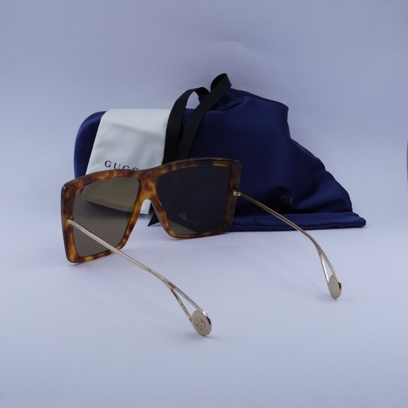 Gucci GG0434S 003 Square Sunglasses - Havana/Gold/Brown - Picture 5 of 10